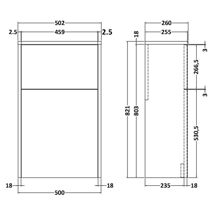 Dezine Almond 500mm White Woodgrain WC Unit