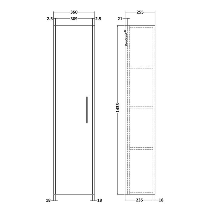 Dezine Almond 350mm White Woodgrain Tall Unit