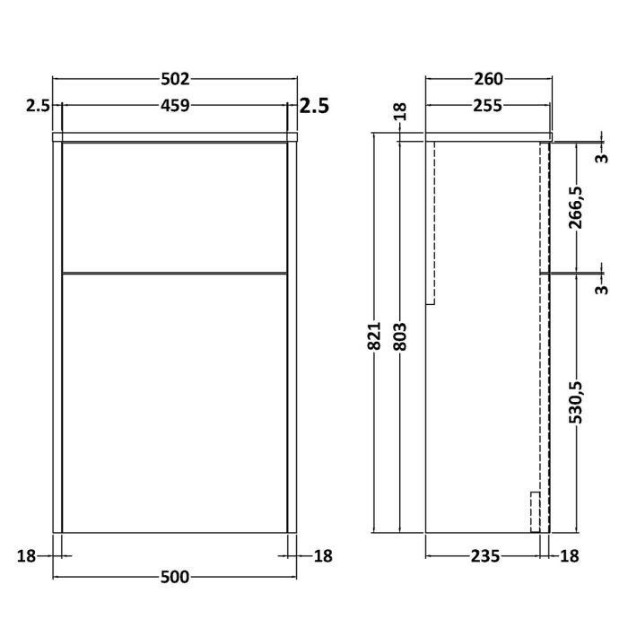 Dezine Almond 500mm Graphite Woodgrain WC Unit