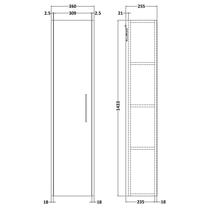 Dezine Almond 350mm Matt Slate Tall Unit