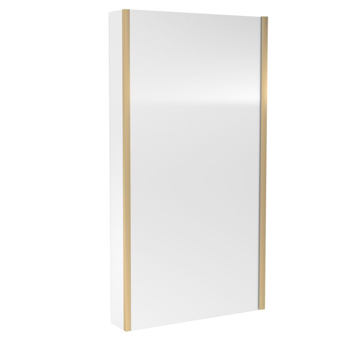 Dezine 6mm Brushed Brass L Shape Shower Bath Screen with Fixed Return