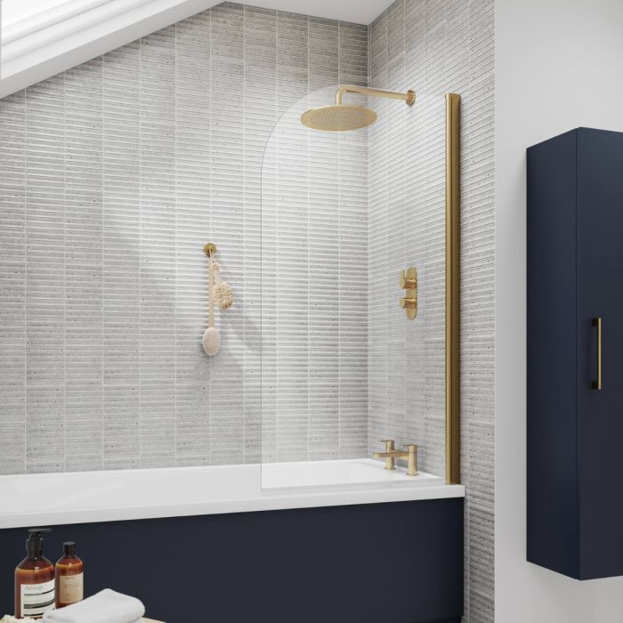 Dezine Satin Nu Blue 1800mm Bath Panel with Plinth