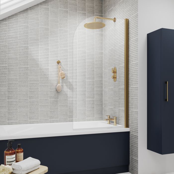 Dezine 6mm Brushed Brass Radius Bath Screen