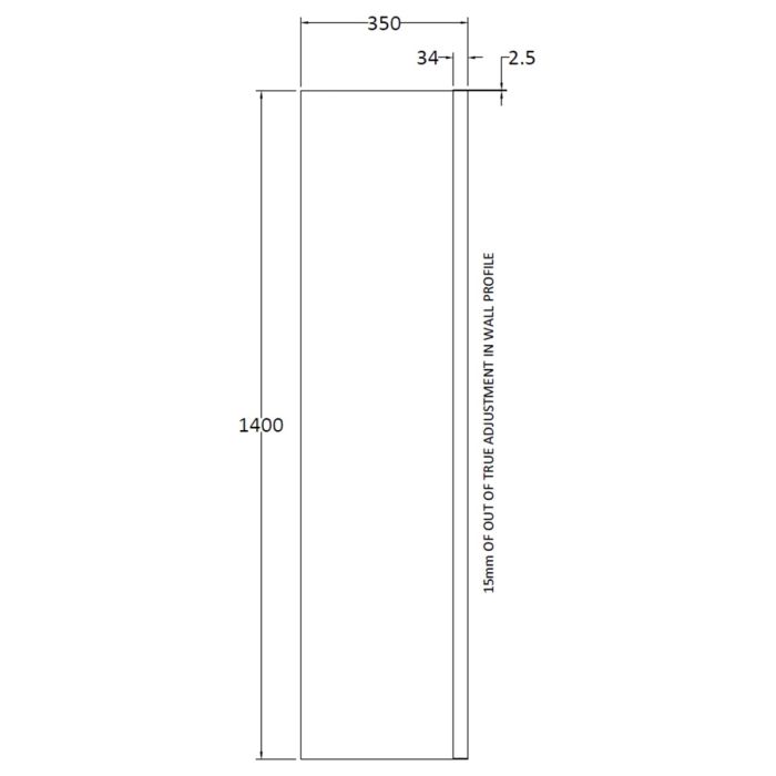 Dezine 6mm 350mm Straight Fixed Shower Bath Screen