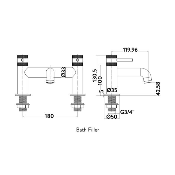 Dezine Pennar 7 Matt Black Bath Filler