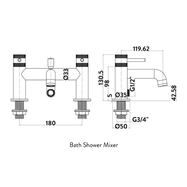 Dezine Pennar 7 Matt Black Bath Shower Mixer