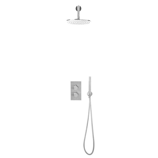 Dezine Pennar 7 Chrome Concealed Shower Kit with Overhead, Handset and Bracket