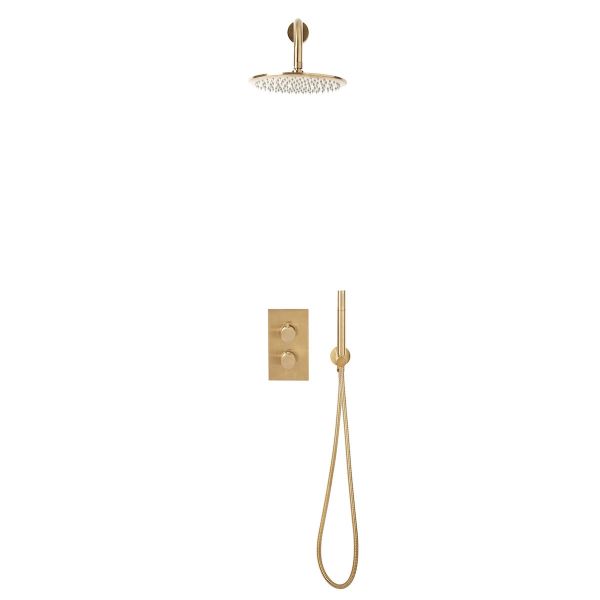 Dezine Pennar 7 Bollin Brass Concealed Shower Kit with Overhead, Handset and Bracket