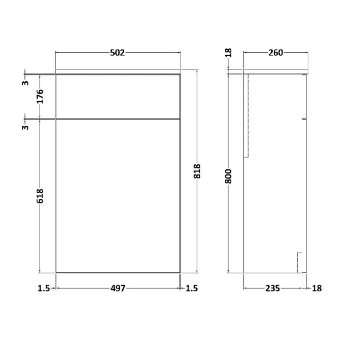 Dezine Avon 2 500mm Light Gloss Grey WC Unit