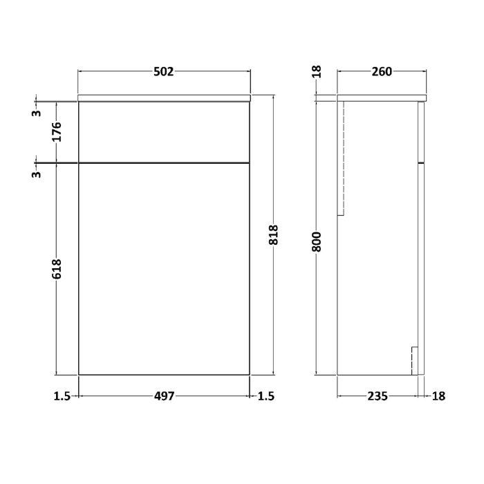 Dezine Avon 2 500mm Gloss White WC Unit