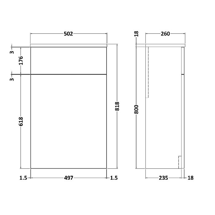 Dezine Avon 2 500mm Solace Oak WC Unit