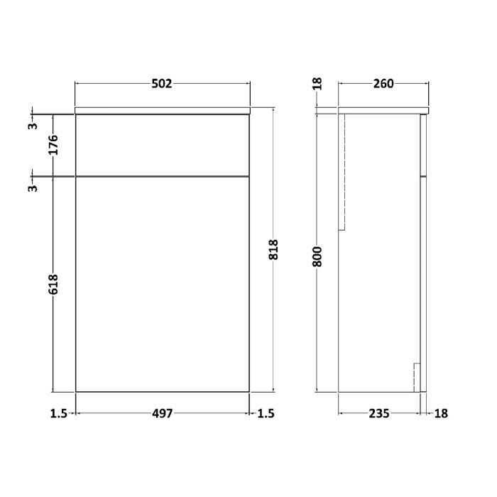 Dezine Avon 2 500mm Charcoal Black WC Unit