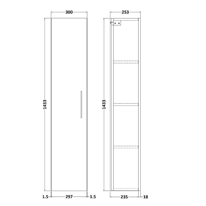 Dezine Avon 2 300mm Charcoal Black Tall Unit