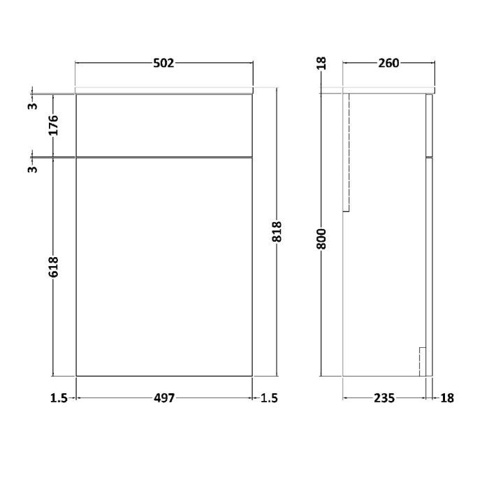 Dezine Avon 2 500mm Satin Green WC Unit