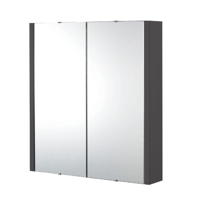 Dezine Dulais 600mm Gloss Grey 2 Door Mirror Cabinet