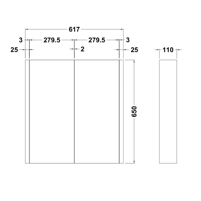 Dezine Dulais 600mm Gloss Grey 2 Door Mirror Cabinet