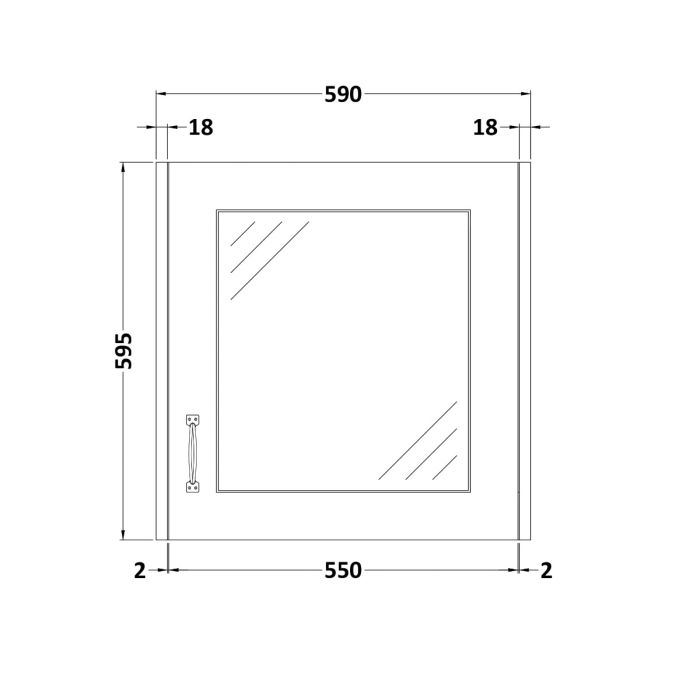 Dezine Greta 600mm White Single Door Mirror Unit