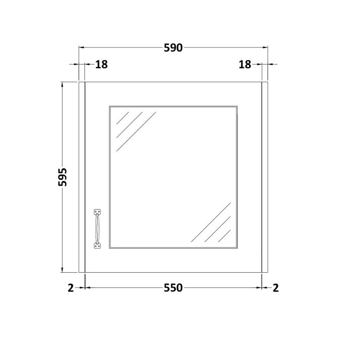 Dezine Greta 600mm Soft Grey Single Door Mirror Unit