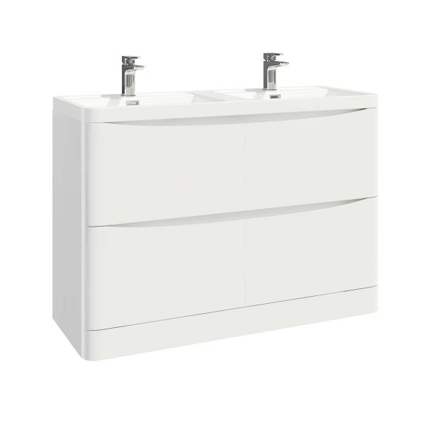 Dezine Calder 1200mm Gloss White Floorstanding Vanity Unit