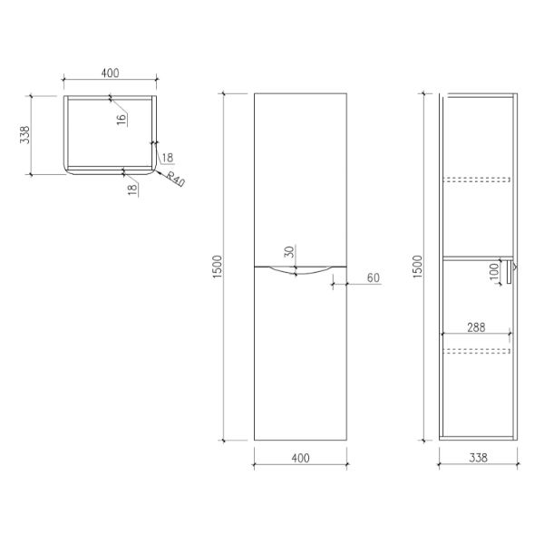 Dezine Calder 500mm Gloss White Tall Storage Unit