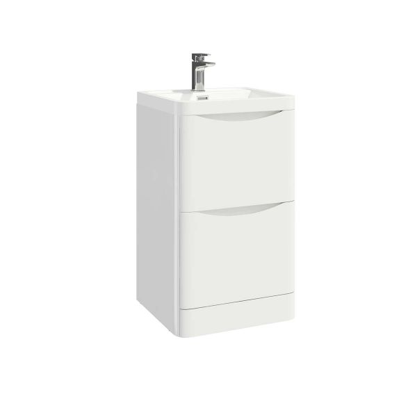 Dezine Calder 500mm Gloss White Floorstanding Vanity Unit with Countertop and Basin