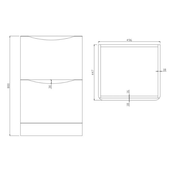 Dezine Calder 500mm Gloss White Floorstanding Vanity Unit with Countertop and Basin