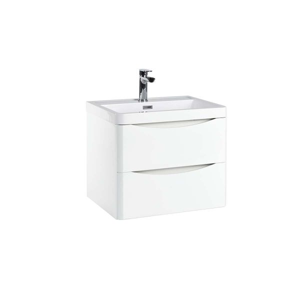 Dezine Calder 600mm Stort Hung Vanity Unit with Countertop and Basin-Gloss White