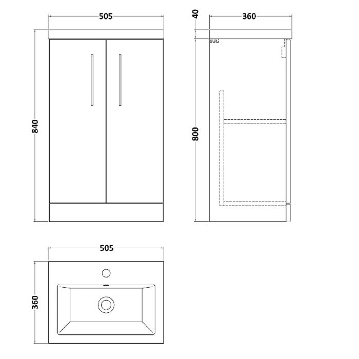 Dezine Avon 2 500mm Anthracite Floor Standing Vanity Unit