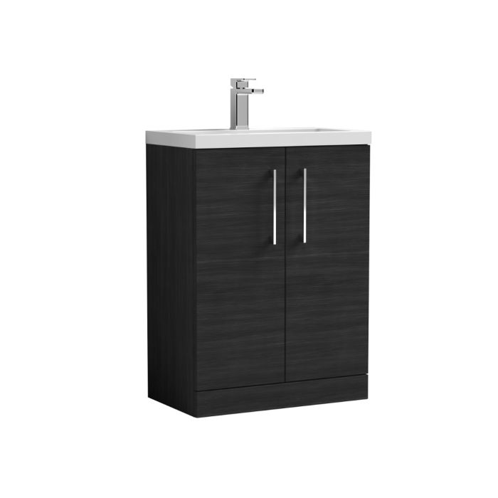 Dezine Avon 2 600mm Charcoal Black Floor Standing Vanity Unit