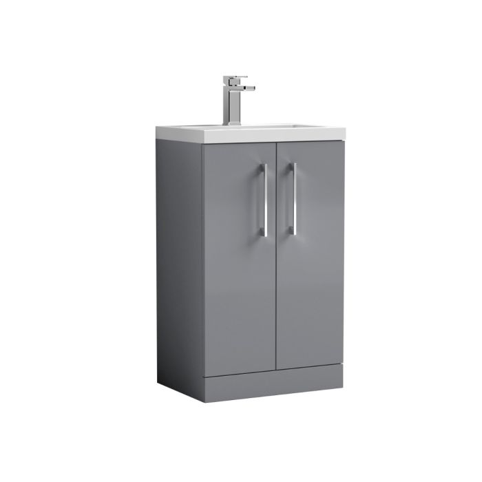 Dezine Avon 2 500mm Light Gloss Grey Floor Standing Vanity Unit