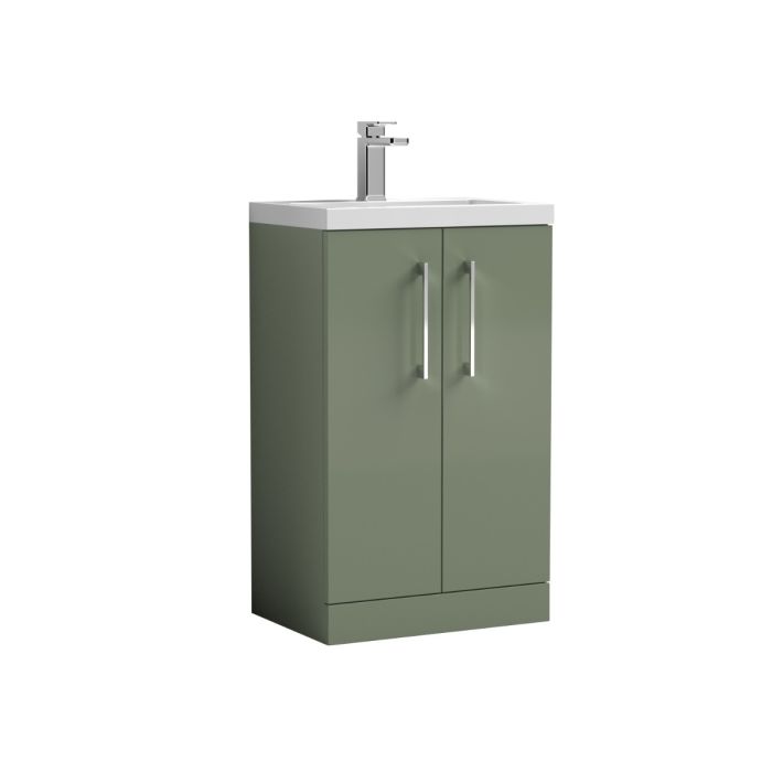 Dezine Avon 2 500mm Satin Green Floor Standing Vanity Unit