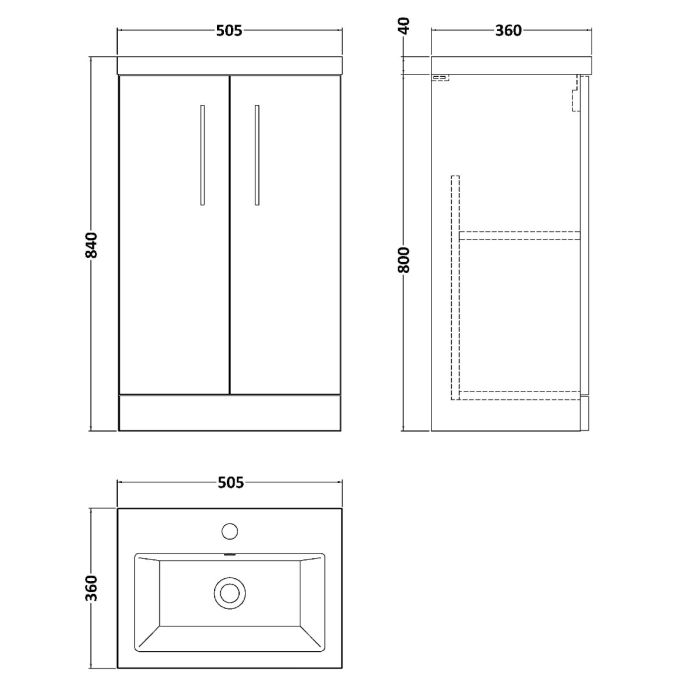 Dezine Avon 2 500mm Satin Green Floor Standing Vanity Unit