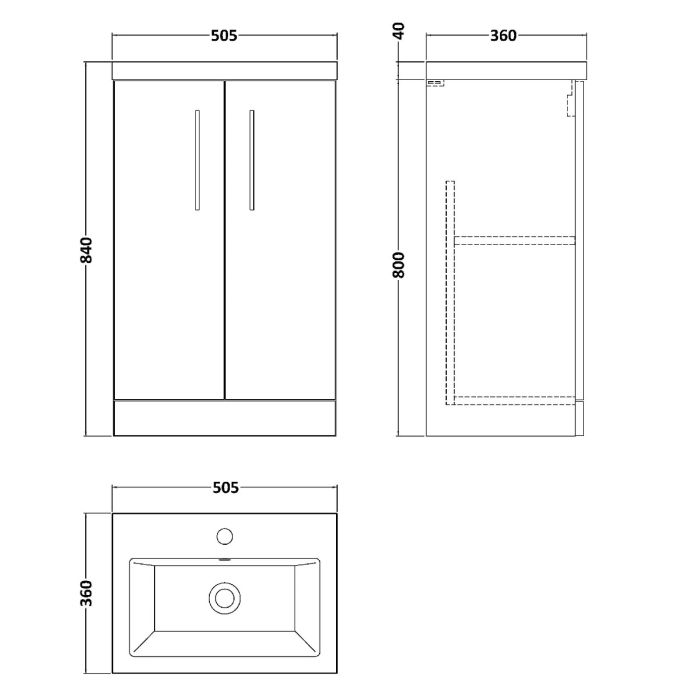 Dezine Avon 2 500mm Nu Blue Floor Standing Vanity Unit