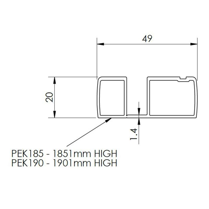 Dezine Chrome Extension Profile for 8mm Shower Doors