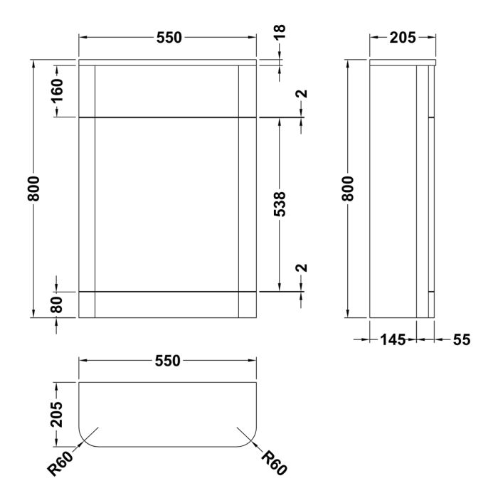 Dezine Dulais 550mm Satin Anthracite WC Unit