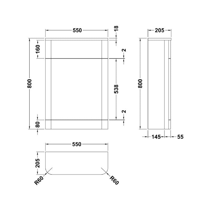 Dezine Dulais 550mm Gloss Grey WC Unit