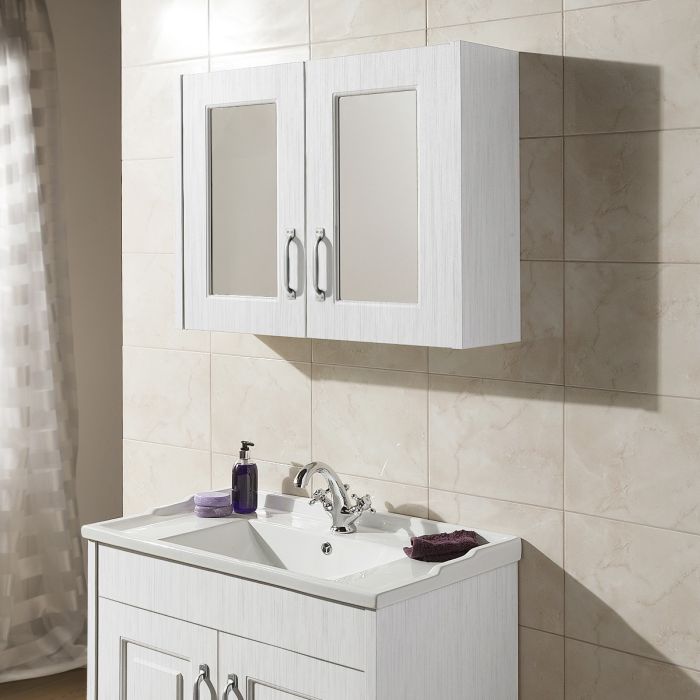 Dezine Greta 800mm White Double Door Mirror Unit