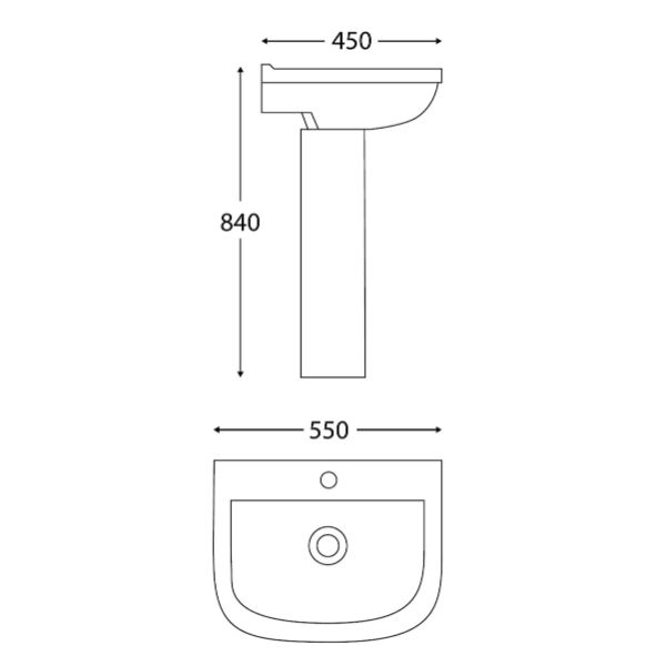 Dezine Bann Basin with Full Pedestal