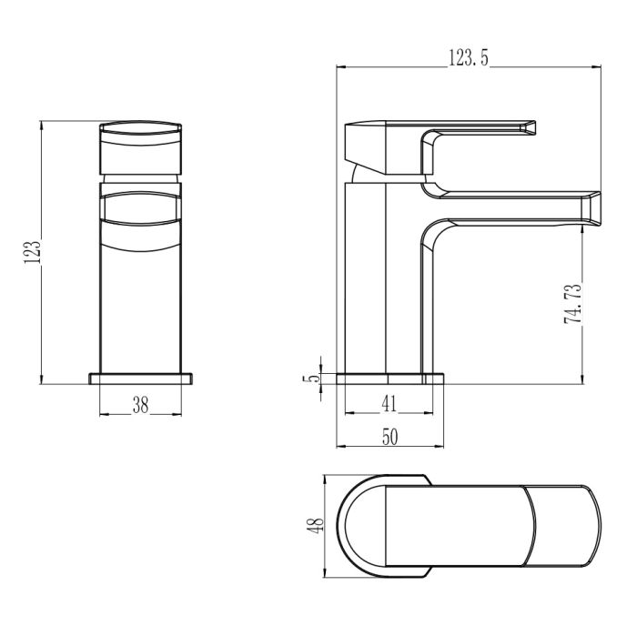 Dezine Blythea Mini Basin Mixer with Push Button Waste