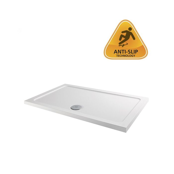 Dezine SolidStone 1100 x 800mm Antislip Rectangular Shower Tray with Waste