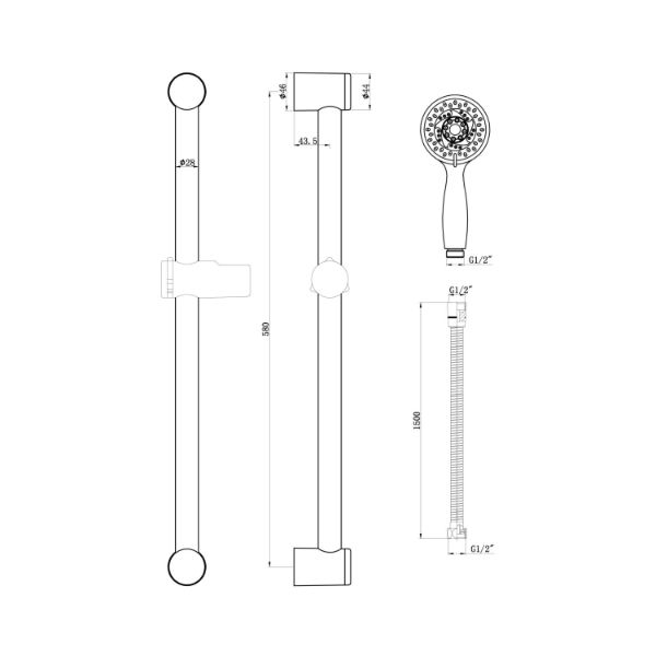 Dezine Round Riser Rail Kit - Chrome