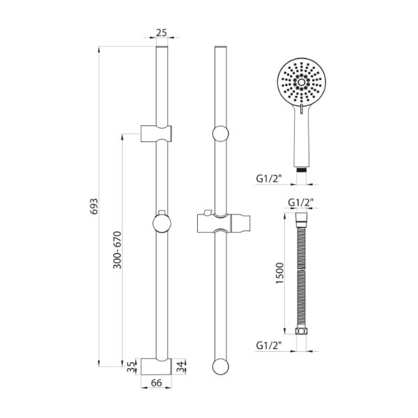 Dezine Kent Slide Rail Kit - Chrome