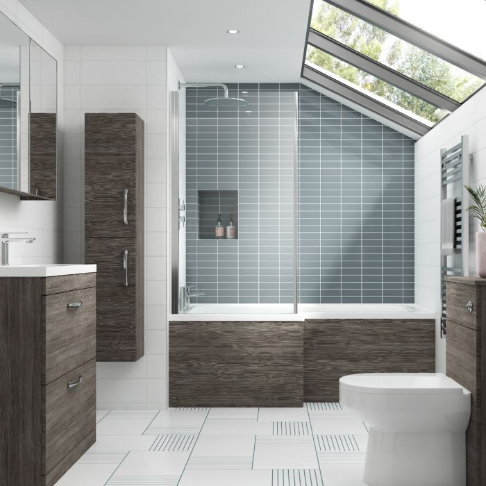 Dezine Grey Avola 1700mm L Shaped Bath Panel