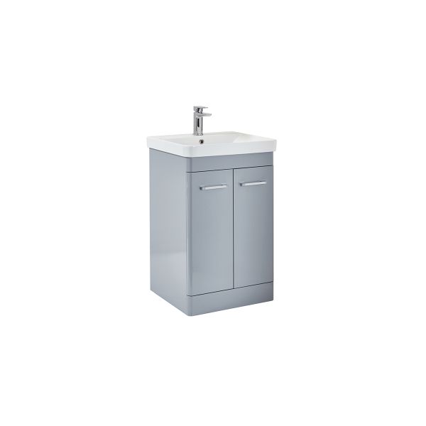 Dezine Don 600mm Gloss Pebble Grey Floorstanding Vanity Unit