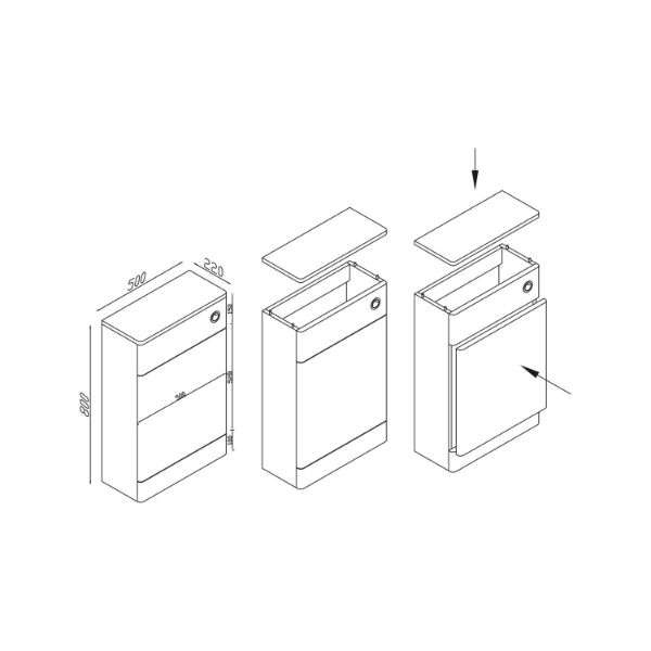 Dezine Don 500mm Gloss Pebble Grey WC Unit