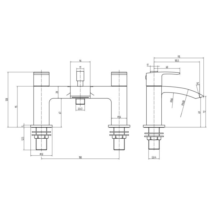 Dezine Amur Black Bath Shower Mixer