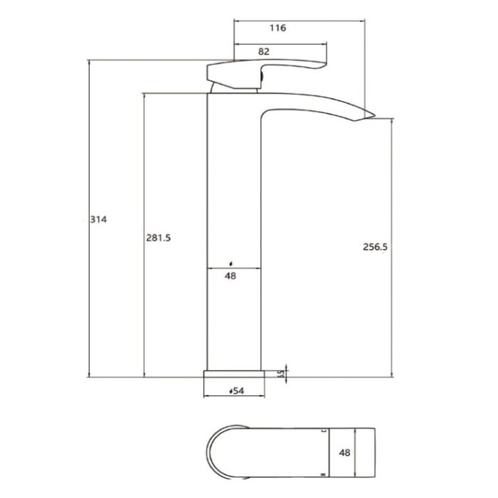 Dezine Amur Black High Rise Basin Mixer