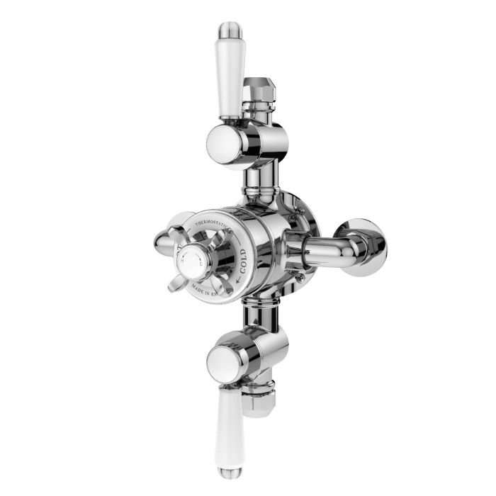 Dezine Petteril Exposed Thermostatic Triple Shower Valve, 2 Outlet