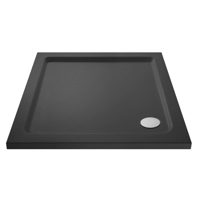 Dezine Slate Grey Square Shower Tray, Corner Waste-700mm x 700mm