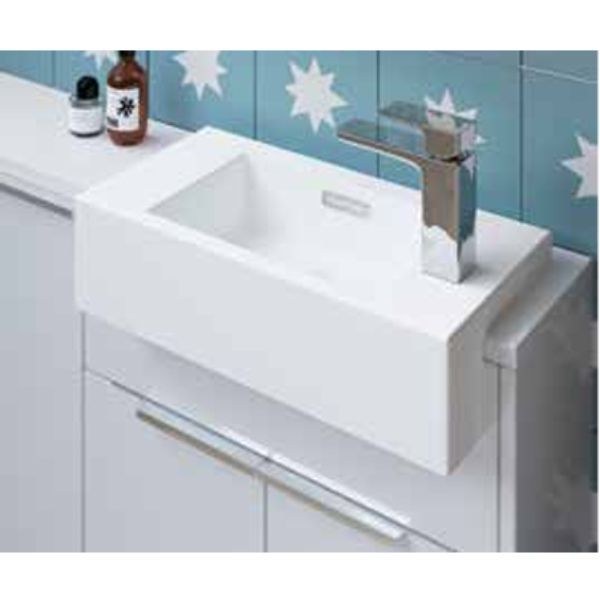 Dezine Nith Square Semi Recessed Basin - 500mm Wide - White